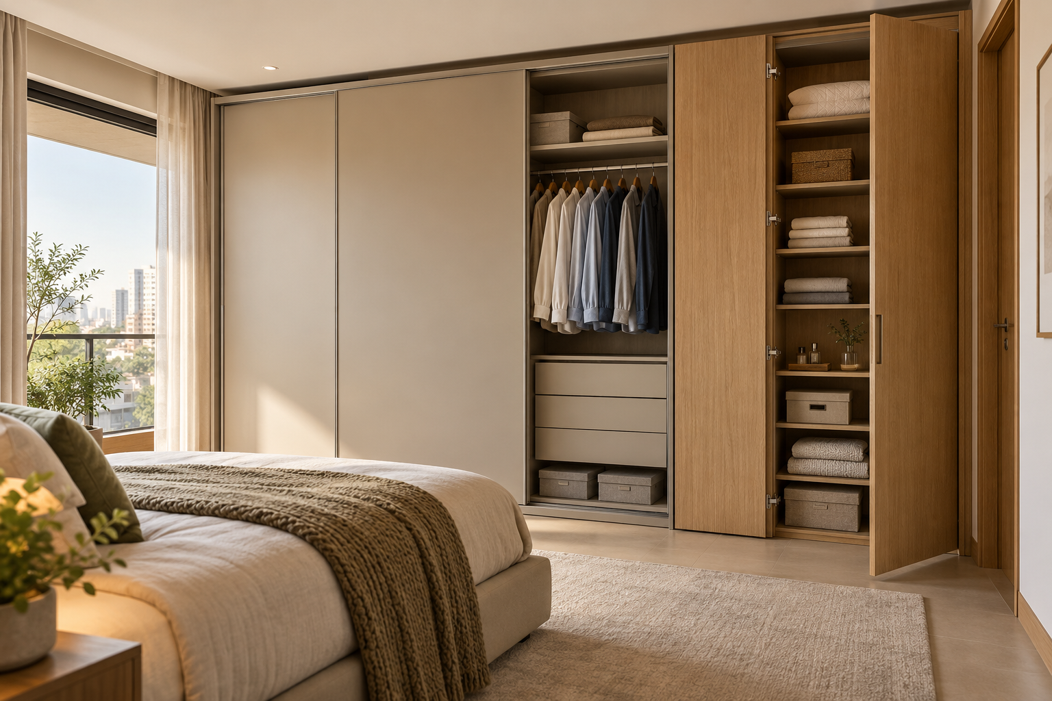 Guarda-roupa planejado em Curitiba: portas de correr ou de abrir?